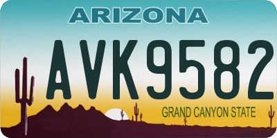 AZ license plate AVK9582