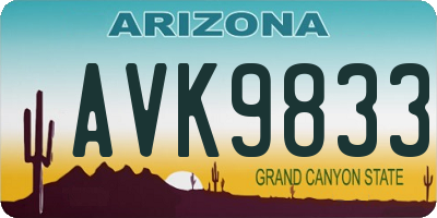AZ license plate AVK9833