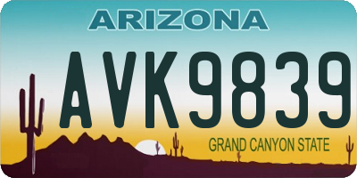 AZ license plate AVK9839