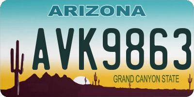 AZ license plate AVK9863