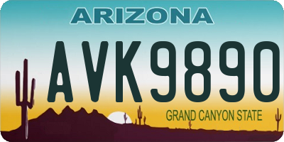 AZ license plate AVK9890