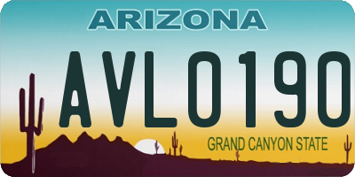 AZ license plate AVL0190