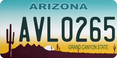AZ license plate AVL0265