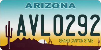 AZ license plate AVL0292