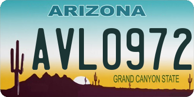 AZ license plate AVL0972