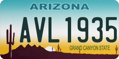 AZ license plate AVL1935