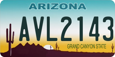 AZ license plate AVL2143