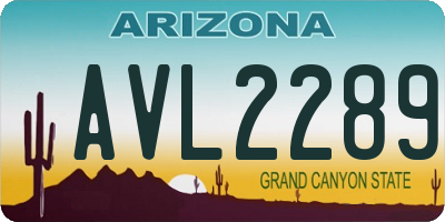 AZ license plate AVL2289