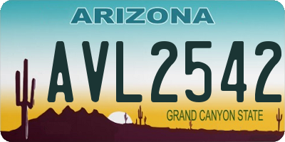 AZ license plate AVL2542