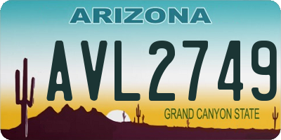 AZ license plate AVL2749