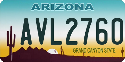 AZ license plate AVL2760