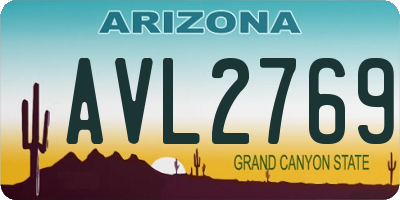 AZ license plate AVL2769