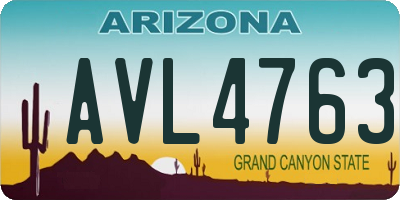 AZ license plate AVL4763