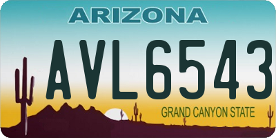 AZ license plate AVL6543