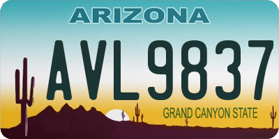 AZ license plate AVL9837