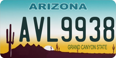 AZ license plate AVL9938