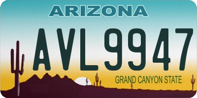 AZ license plate AVL9947