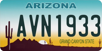 AZ license plate AVN1933