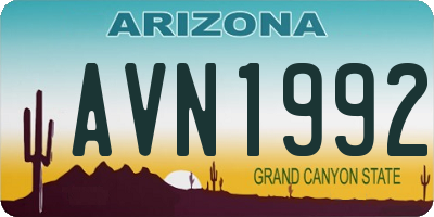 AZ license plate AVN1992