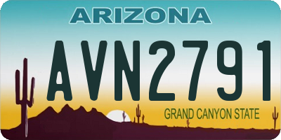 AZ license plate AVN2791