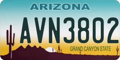 AZ license plate AVN3802