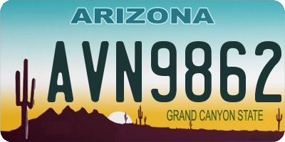 AZ license plate AVN9862