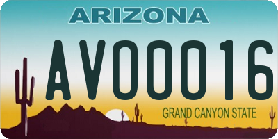 AZ license plate AVO0016