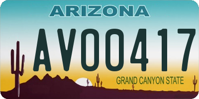 AZ license plate AVO0417