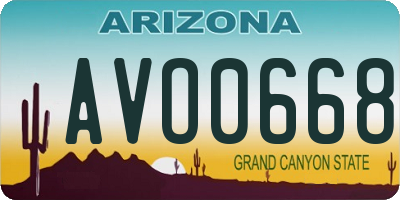 AZ license plate AVO0668