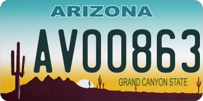 AZ license plate AVO0863
