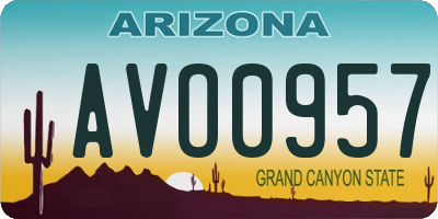 AZ license plate AVO0957