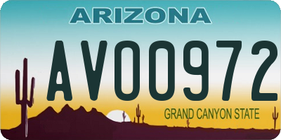 AZ license plate AVO0972