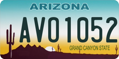 AZ license plate AVO1052