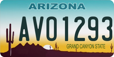 AZ license plate AVO1293
