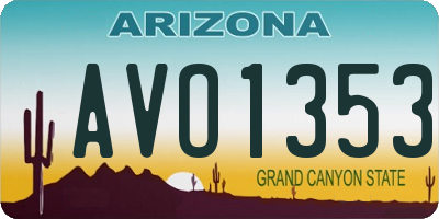 AZ license plate AVO1353
