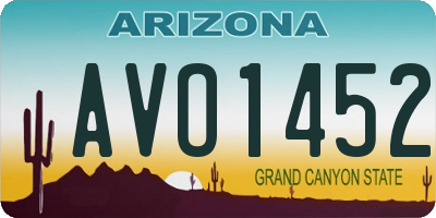 AZ license plate AVO1452