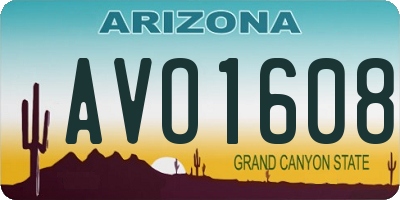 AZ license plate AVO1608