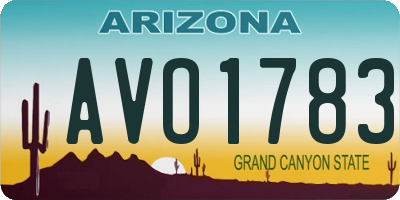 AZ license plate AVO1783