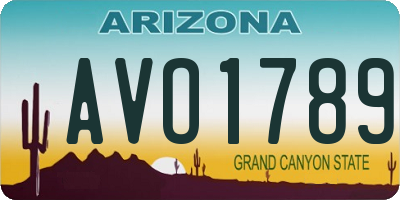 AZ license plate AVO1789