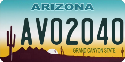 AZ license plate AVO2040