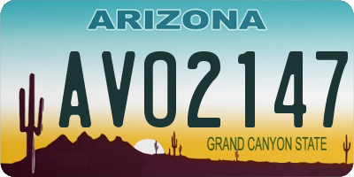AZ license plate AVO2147