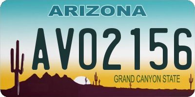 AZ license plate AVO2156