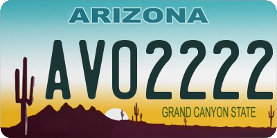 AZ license plate AVO2222