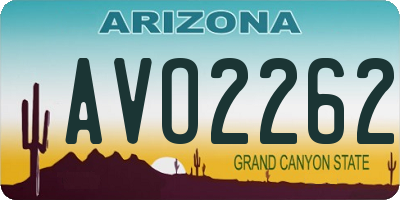 AZ license plate AVO2262