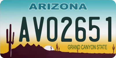 AZ license plate AVO2651
