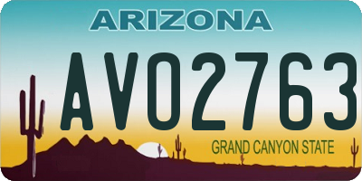 AZ license plate AVO2763