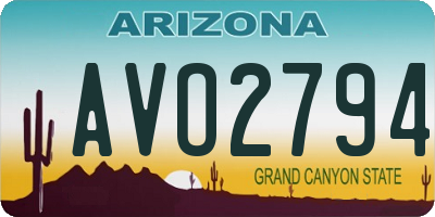 AZ license plate AVO2794