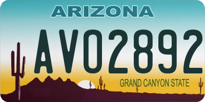 AZ license plate AVO2892