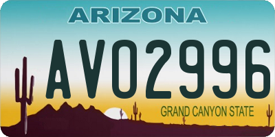 AZ license plate AVO2996