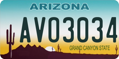 AZ license plate AVO3034
